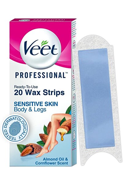 Veet مجموعة إزالة الشعر بالشمع لكامل الجسم - للبشرة الحساسة (20 شريطًا)