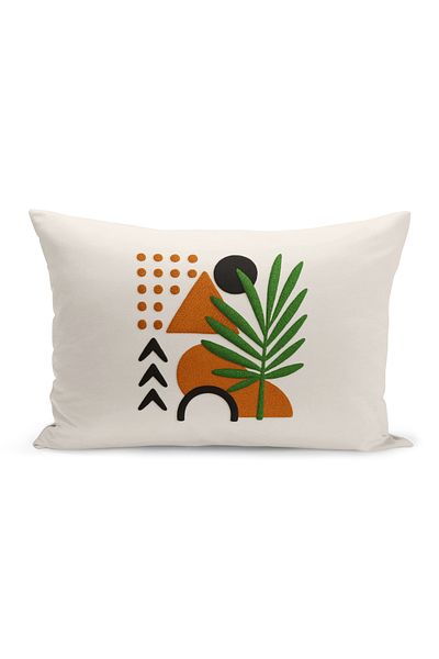 Bertille Home Double Side Digital Printed Throw Pillow Case (Punch/Punch Embroidery Pattern Look)