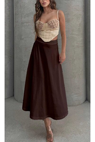 Pupa Puf Scuba Kloş Beli Lastikli Uzun Etek