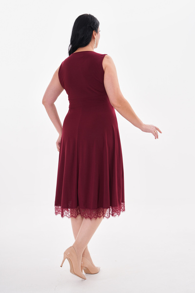 IŞILTI Women's Double Breasted Collar Lace Detailed Midi Dress 3067