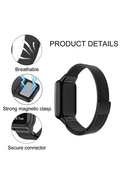 O Ozone Milanese Loop Strap for Mi Band 7 Pro- Black