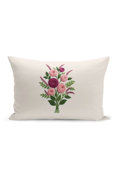 Bertille Home Husă de pernă imprimată digitală pe două părți (aspect de model de broderie Punch/Punch)