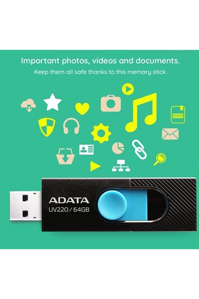 Adata Stick de memorie USB 2.0, 64GB, Adata, Memory Stick UV220, Negru