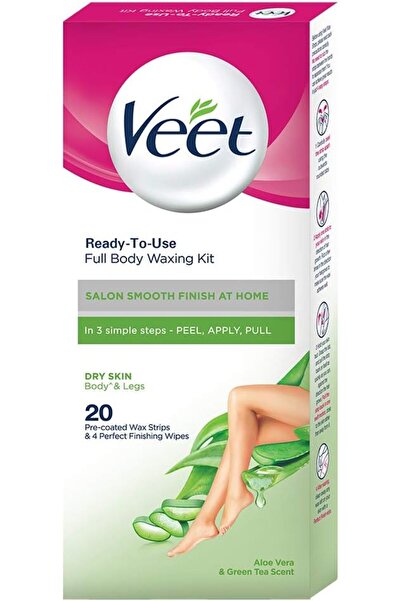 Veet مجموعة إزالة الشعر بالشمع لكامل الجسم - للبشرة الجافة (عبوة من قطعة واحدة)