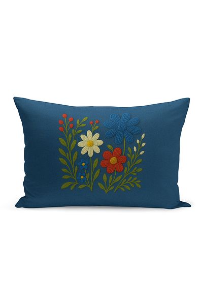 Bertille Home Husă de pernă imprimată digitală pe două părți (aspect de model de broderie Punch/Punch)