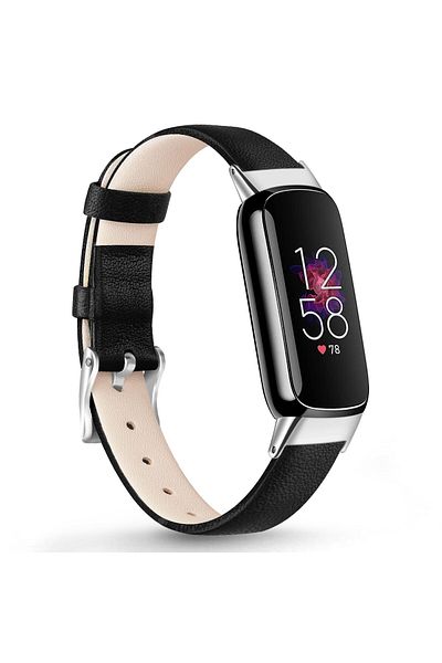 O Ozone Leather Strap For Fitbit Luxe Strap - Black