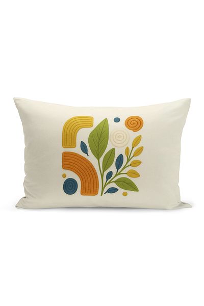 Bertille Home Husă de pernă imprimată digitală pe două părți (aspect de model de broderie Punch/Punch)