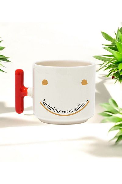 BB TRADE Rose Text Design Red t Handle Ceramic Printed Mug Cup 250 ml