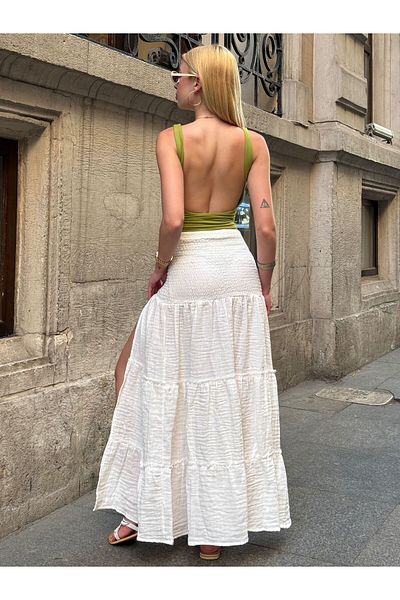 ELBEY High Waist Skirt with Slit Detail