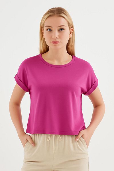 Fashion Friends Crew Neck Blouse Cherry
