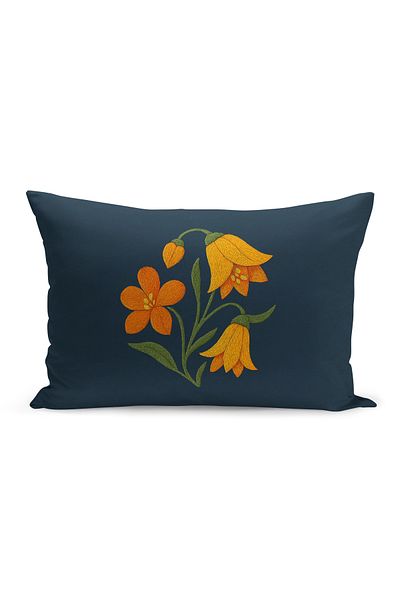 Bertille Home Double Side Digital Printed Throw Pillow Case (Punch/Punch Embroidery Pattern Look)