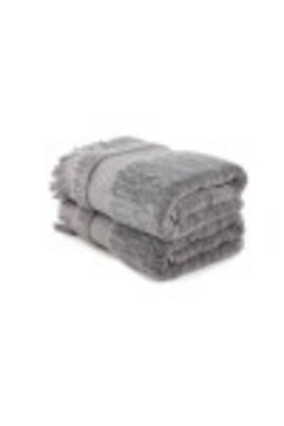 Hobby Set of 2 Towels 50x90cm 100% Cotton with Fringes, Hobby Home, Zeus Dark Gray