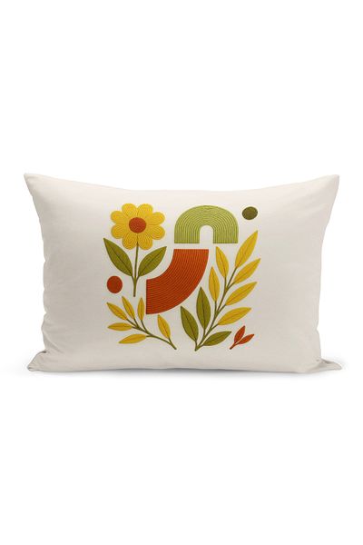 Bertille Home Husă de pernă imprimată digitală pe două părți (aspect de model de broderie Punch/Punch)
