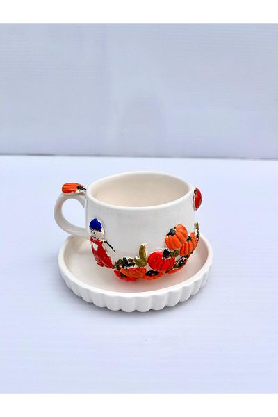 AYLEFE HOBBY Handmade Ceramic Mug with Pumpkin 150ml