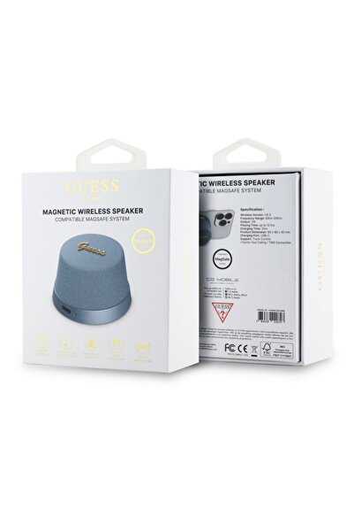 Guess Boxă portabilă Magnetic Script (GUWSC3ALSMK), Bluetooth 5.3, autonomie baterie 12h, albastră, 60x60x40mm