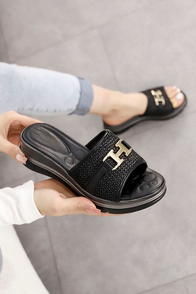 Mamito Ayakkabı Bln 505 High Sole Metal Buckle Detailed Slippers