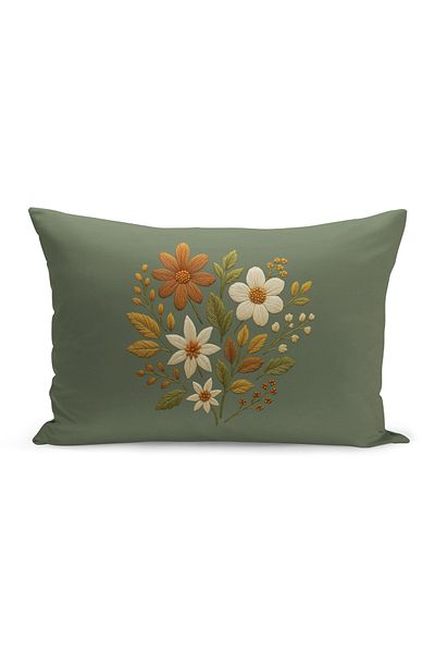 Bertille Home Husă de pernă imprimată digitală pe două părți (aspect de model de broderie Punch/Punch)