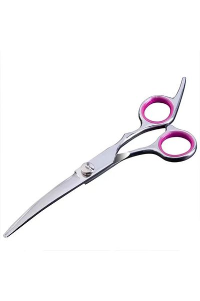 JustZEN Curved Scissors for Trimming Hair of Dogs, Cats, and Other Pets, JustZEN™ Professional, Silver, 17