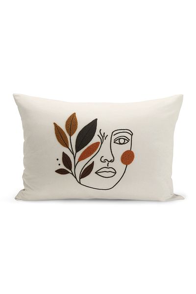 Bertille Home Husă de pernă imprimată digitală pe două părți (aspect de model de broderie Punch/Punch)