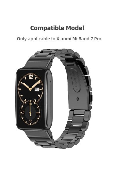 O Ozone Stainless Steel Metal Bracelet Straps for Mi Band 7 Pro-Black