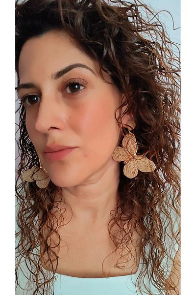 To Be Reborn Steel Mesh Knitted Butterfly Earrings Maxi Size New Season Trend Models