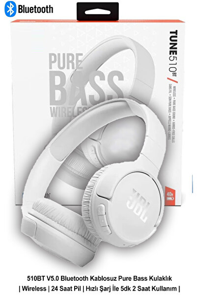 Genel Markalar 510BT Kablosuz Bluetooth Pure Süper Bass Kulaklık BT 5.0 Müzik...