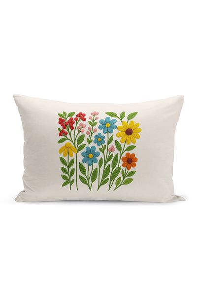 Bertille Home Husă de pernă imprimată digitală pe două părți (aspect de model de broderie Punch/Punch)