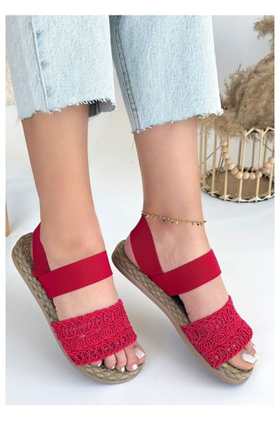 Zerenyus Elastic Red Summer Sandals