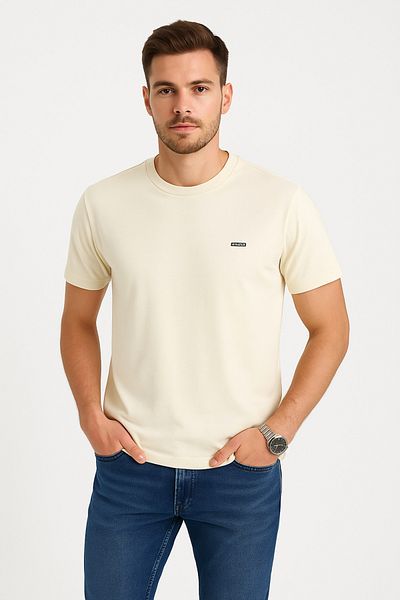 UOMOPARK 2772 Soft Touch Basic - Men's Ecru Color Relax T-Shirt