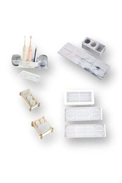 Graffiti Resin مجموعة قوالب السيليكون شكل حامل فرشاة الأسنان مكون من 5