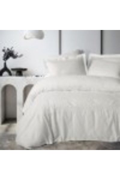 Cotton Box Luxury bedding set with satin embroidery, duvet cover 200x220cm, CottonBox, Galant White