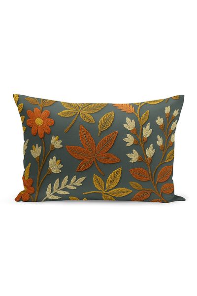 Bertille Home Double Side Digital Printed Throw Pillow Case (Punch/Punch Embroidery Pattern Look)
