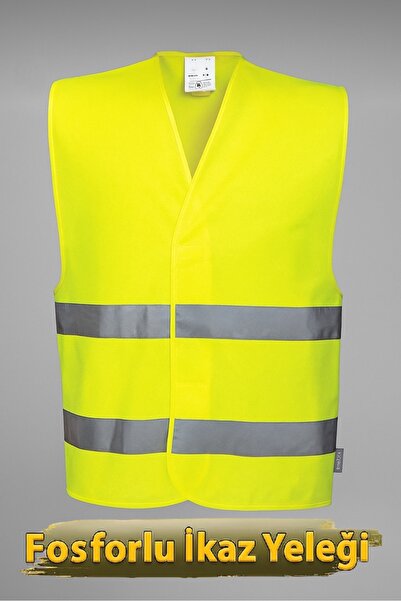 Emirhan İkaz Yeleği Fosforlu 5 Cm Reflektörlü Sarı Görevli İşçi Güvenlik Yeleği