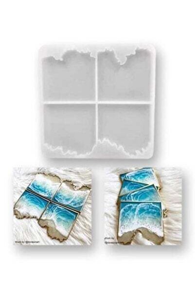 Graffiti Resin قالب سيليكون 4 قطع كوستر بحواف غير منتظمة