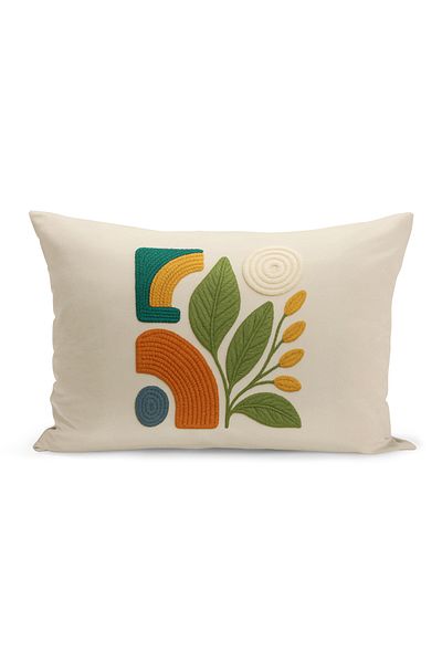 Bertille Home Husă de pernă imprimată digitală pe două părți (aspect de model de broderie Punch/Punch)