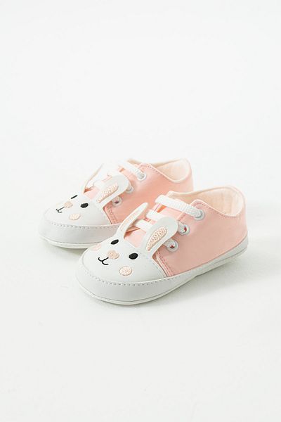 yummy kids First Step Lace-Up Rabbit Embroidered Comfortable Non-Slip Sole Baby Girl Booties Shoes