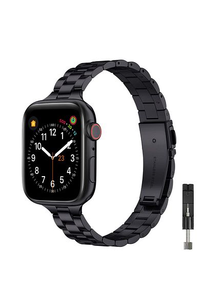 O Ozone Thin Metal Band For Apple Watch Band 38mm 40mm 41mm - Black