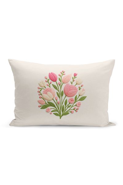 Bertille Home Husă de pernă imprimată digitală pe două părți (aspect de model de broderie Punch/Punch)
