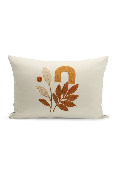Bertille Home Husă de pernă imprimată digitală pe două părți (aspect de model de broderie Punch/Punch)