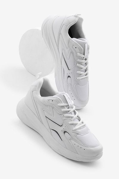 Tonny Black Men's White Faylon Sole Breathable Fabric Reflective Wave Pattern Sports Shoes