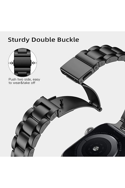 O Ozone Thin Metal Band For Apple Watch Band 38mm 40mm 41mm - Black