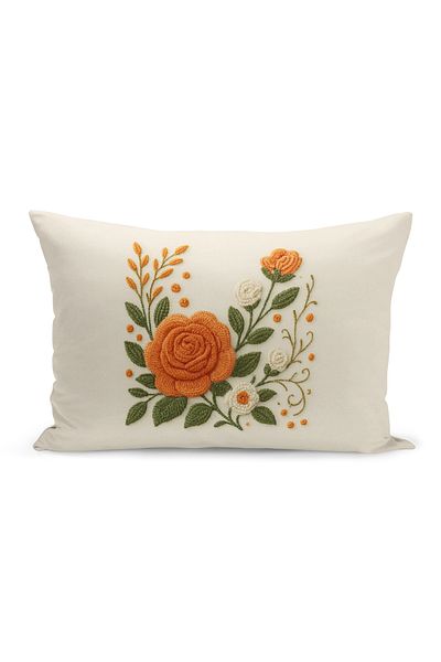 Bertille Home Husă de pernă imprimată digitală pe două părți (aspect de model de broderie Punch/Punch)