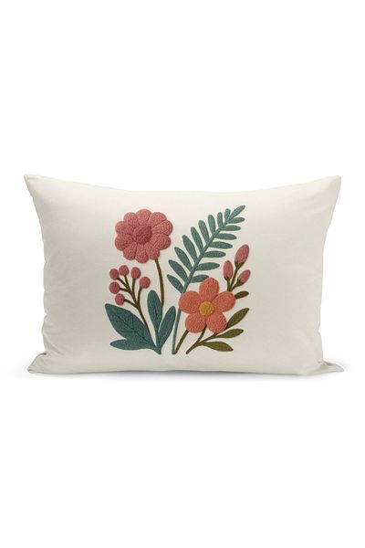 Bertille Home Husă de pernă imprimată digitală pe două părți (aspect de model de broderie Punch/Punch)