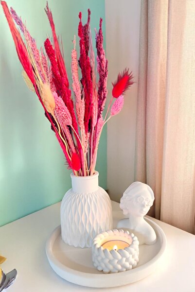 Decorative 4-Piece Vase Set - Vase, Round Tray, Tealight Candle Holder, Decorative Girl