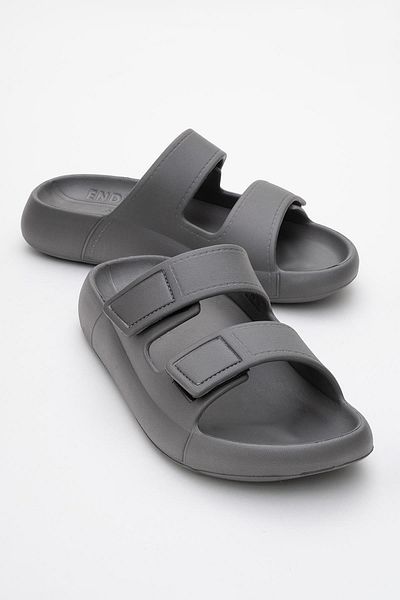 CCWAY AYAKKABI Men's Velcro Slippers Smoked