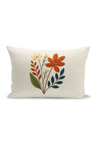 Bertille Home Husă de pernă imprimată digitală pe două părți (aspect de model de broderie Punch/Punch)
