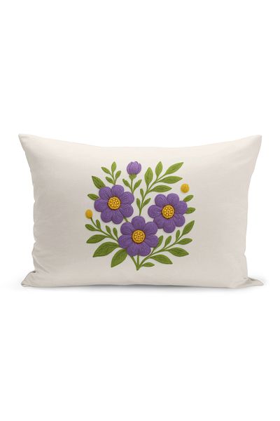 Bertille Home Double Side Digital Printed Throw Pillow Case (Punch/Punch Embroidery Pattern Look)