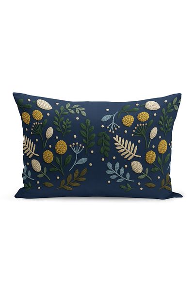 Bertille Home Double Side Digital Printed Throw Pillow Case (Punch/Punch Embroidery Pattern Look)