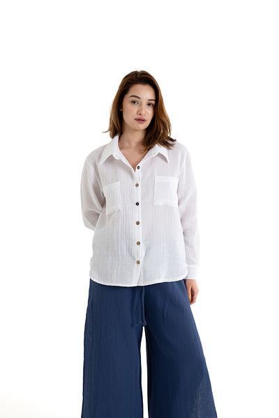PANCHY CANKY Slim Fit 2 Layer Muslin Women's Shirt 100% Cotton