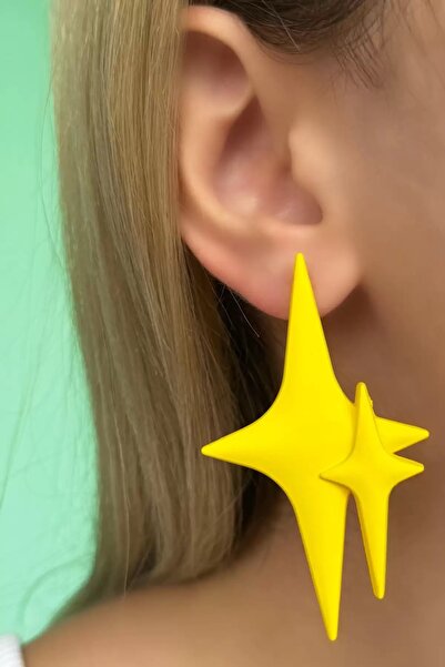 shai أقراط على شكل نجمة صفراء اللون (زوج)